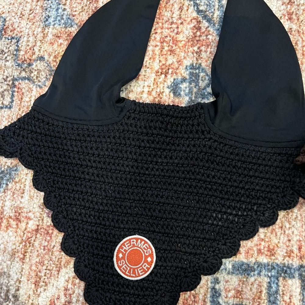 Black Hermes equestrian bonnet